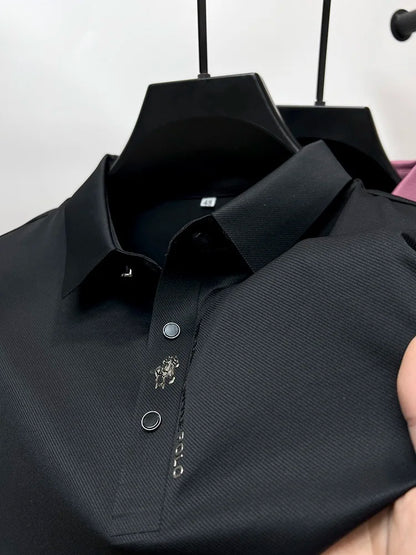 Hochwertiges atmungsaktives nahtloses Poloshirt mit Stickerei