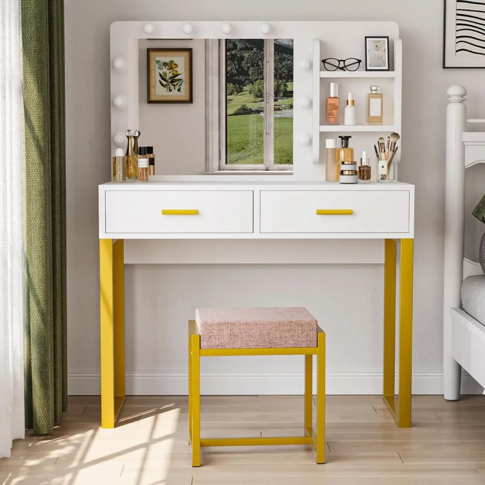 LED Vanity Desk with Mirror - Glam Up