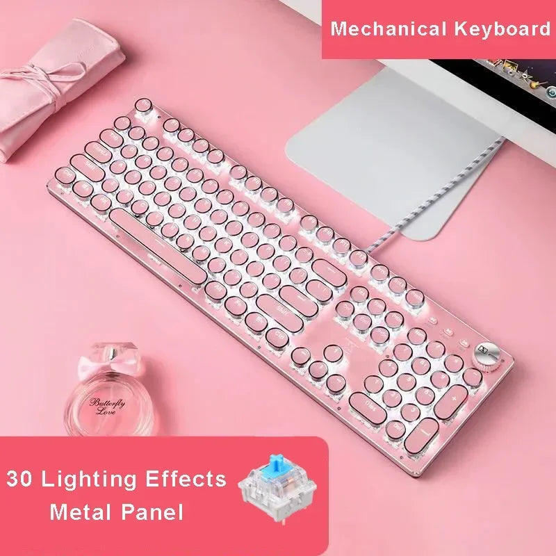 Rosa mechanisches Tastatur- und Mausset