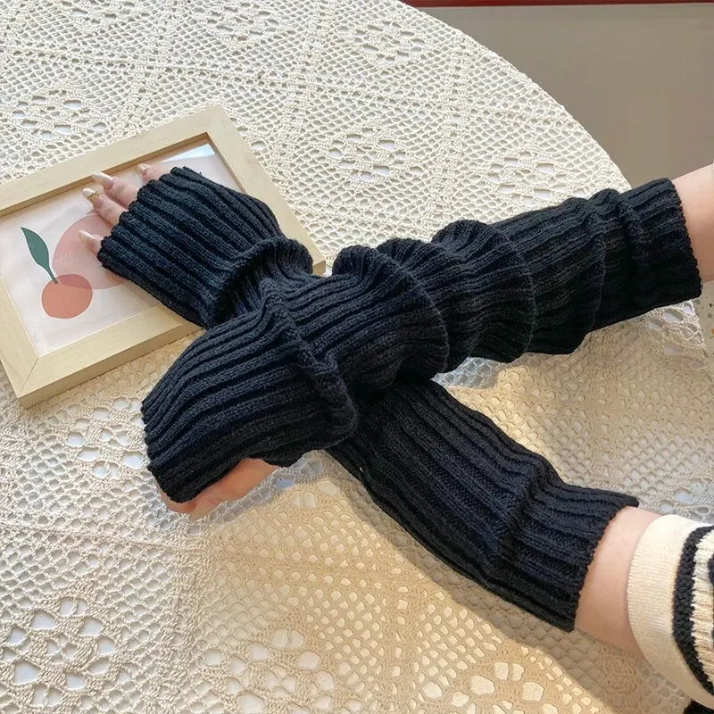 Women Fingerless Knitted Mittens – Winter Arm Warmers