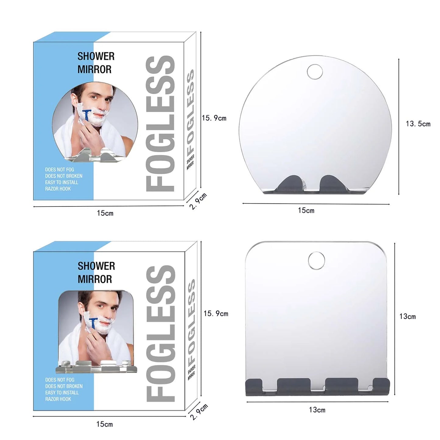 Fogless Shower Mirror & Grooming Essentials Set