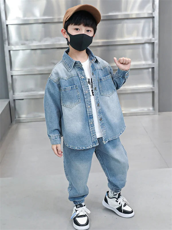 Boys Denim Jacket & Casual Outfit Set