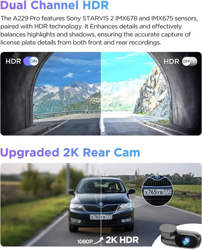 Caméra embarquée 2K HDR avec Wi-Fi - GPS - Commande vocale et vision nocturne
