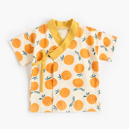 Children's Short Sleeve Cute Printing Cotton Top & Bottom Clothes Set