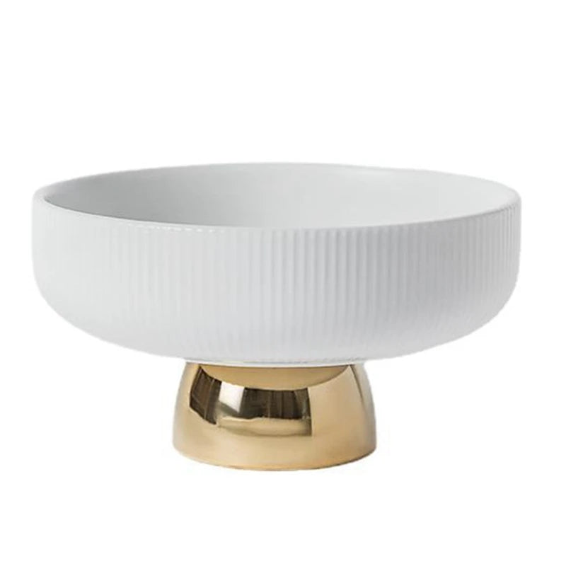 Round Geometric White Ceramic Bowl