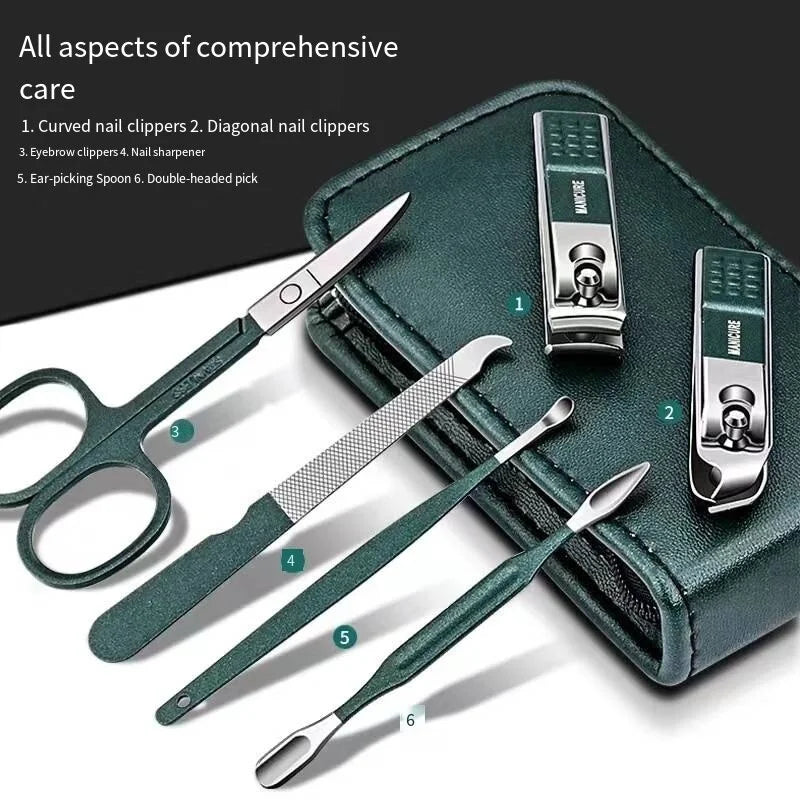 Ensemble de ciseaux à ongles ménagers haut de gamme - Kit portable de 6 pièces