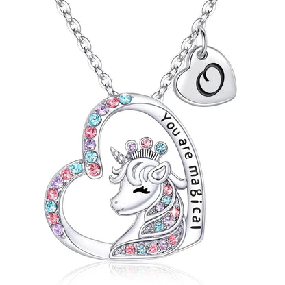 Collier Initiale Licorne Magique - Pendentif Cheval Charm