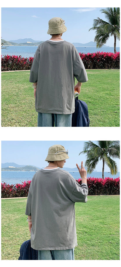 Men's Oversized Short Seleve Y2K Casual Cotton Tees