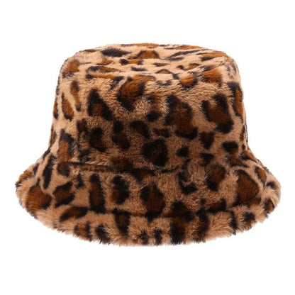 Women's Leopard Print Winter Bucket Hat