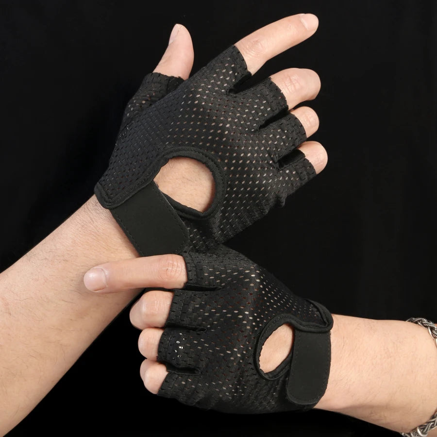 Ice Silk Half-Finger Gloves - Breathable Anti-Slip Cycling & Gym Gear