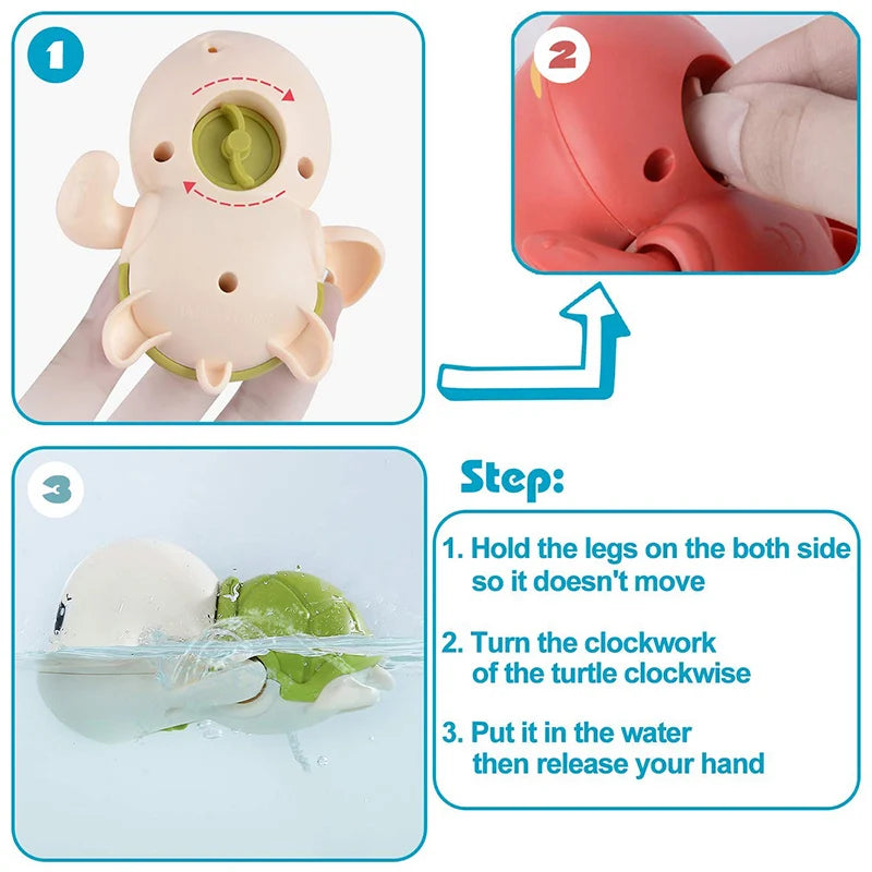 Clockwork Turtle and Whale Bath Toys for Kids