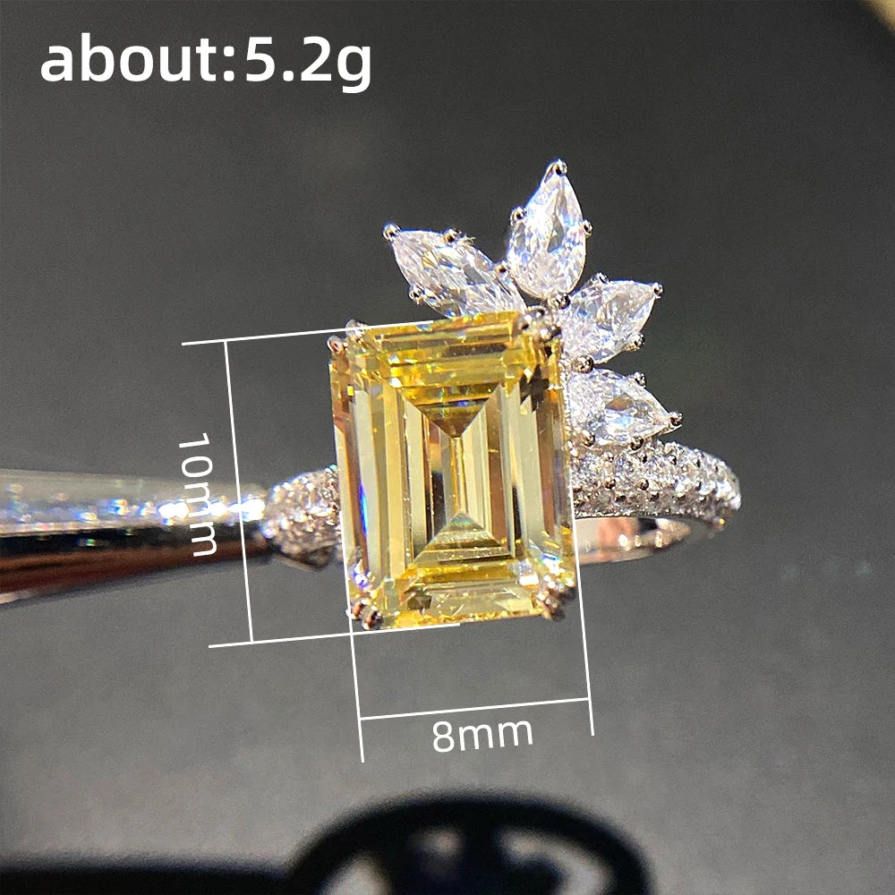 Yellow CZ Square Ring for Women