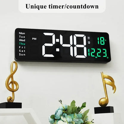 Large Digital Wall Clock with Temperature/Date/Week Display & Remote Control