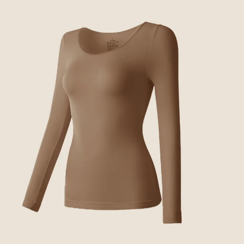 T-shirt thermique à manches longues pour femme - Couche de base d'hiver