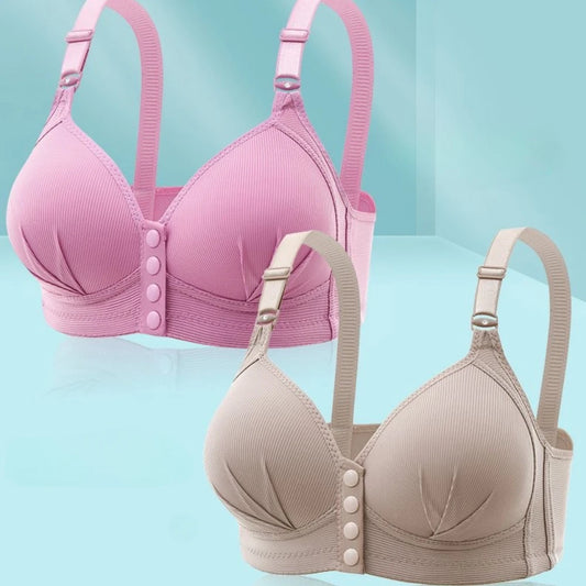Women's Breathable Thin Cup Front Buckle Bra