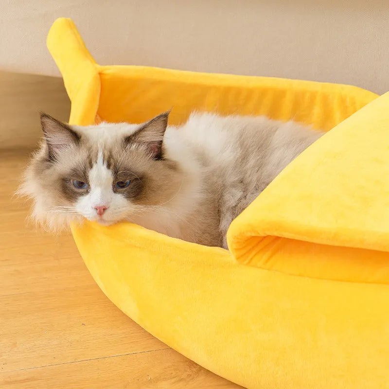 Maison de lit banane pour chat, chaude et durable