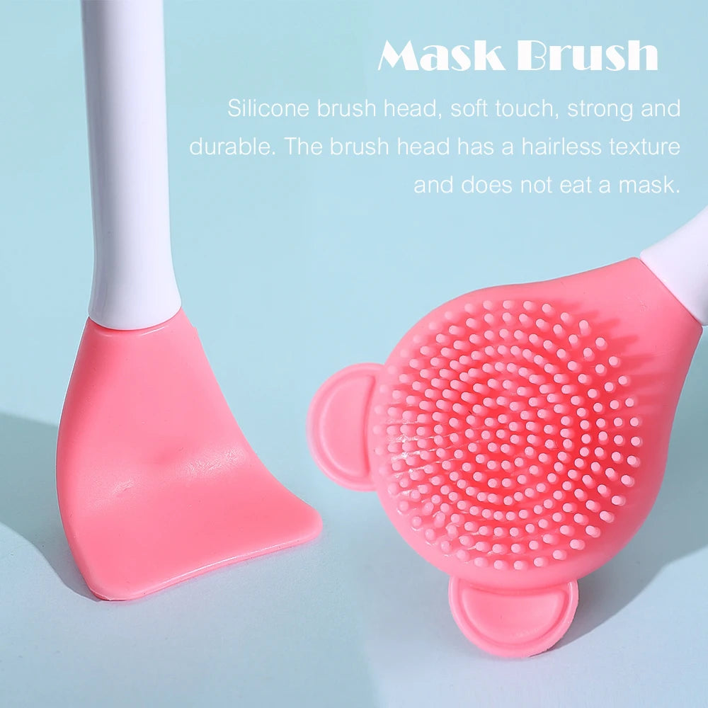 Double-Head Silicone Facial Mask Brush - Home Makeup Tool