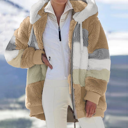 Manteau chaud à capuche zippé pour femme