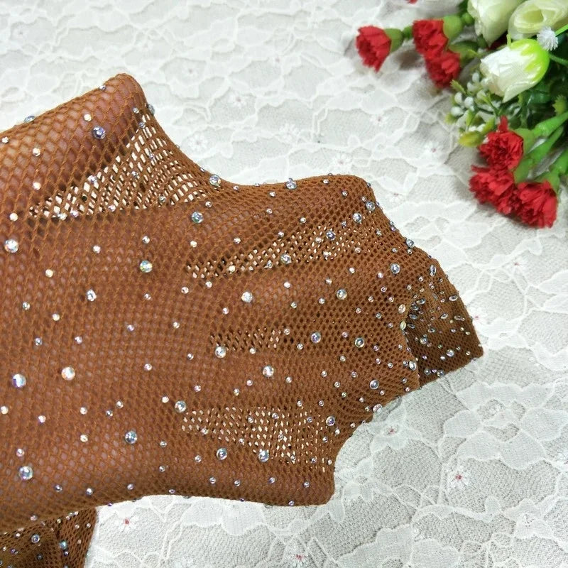 Netzstrumpfhose mit Strasssteinen für Damen - Glänzende Strümpfe