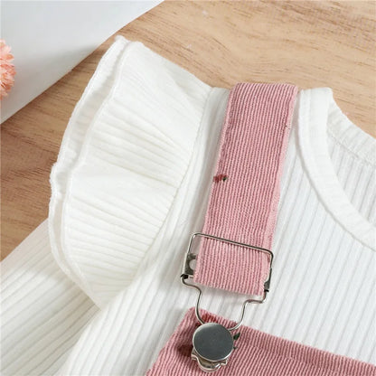 Girls' Floral Suspender Trousers Set