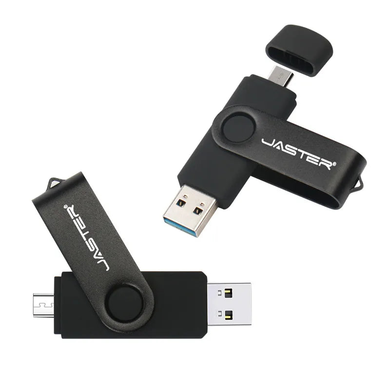 Black USB 3.0 OTG 2-in-1 Flash Drive - Waterproof Plastic Pendrive