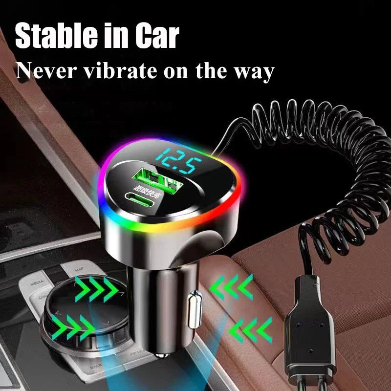4-in-1 USB C Car Charger Super Fast Charging Phone Adapter with Cable