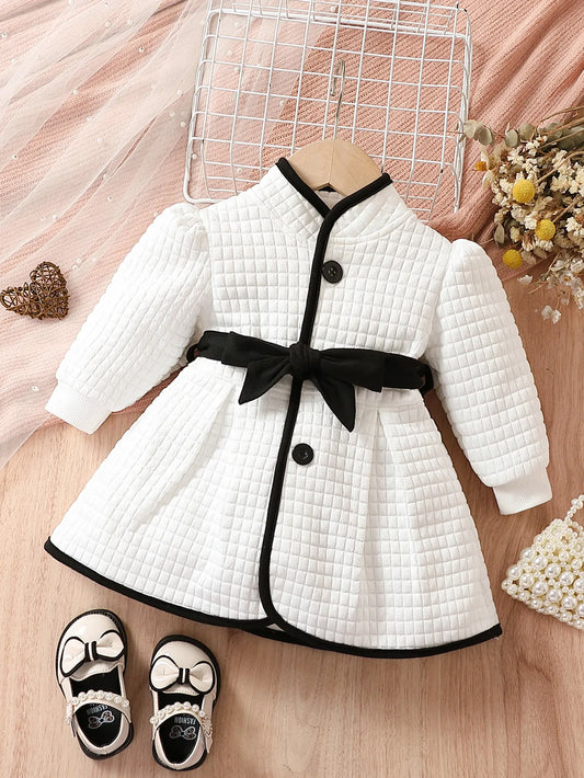 Princess Belted Dress Set with Coat for Autumn/Winter