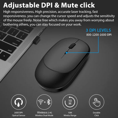 Souris sans fil double mode rechargeable pour divers appareils