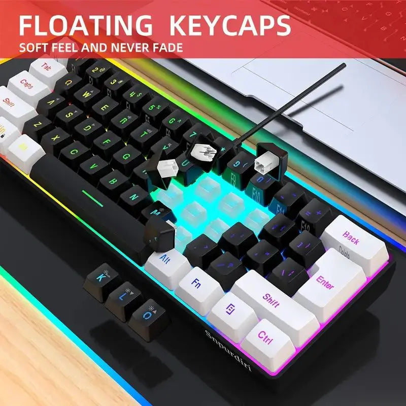 Mini clavier de jeu étanche rétroéclairé RVB pour PC/Mac