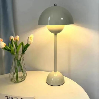 Lampe de table LED rechargeable en forme de bouton de fleur de champignon - Décor moderne
