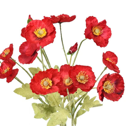 Fleurs de pavot en soie - Longue tige pour la maison