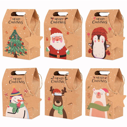 6 Stück Frohe Weihnachten Süßigkeiten-Geschenkboxen für festliche Dekoration