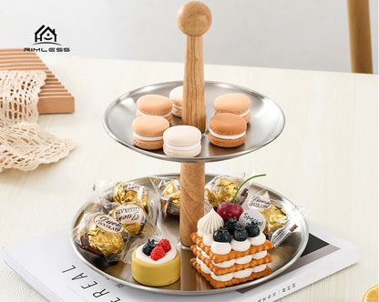 Round 2/3 Tier Wooden Cake Stand for Events