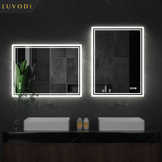 Miroir de salle de bain rétroéclairé par LED à intensité variable