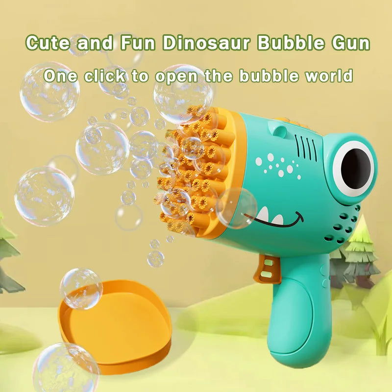 40-Hole Dinosaur Bubble Machine Electric Handheld Bubble Gun