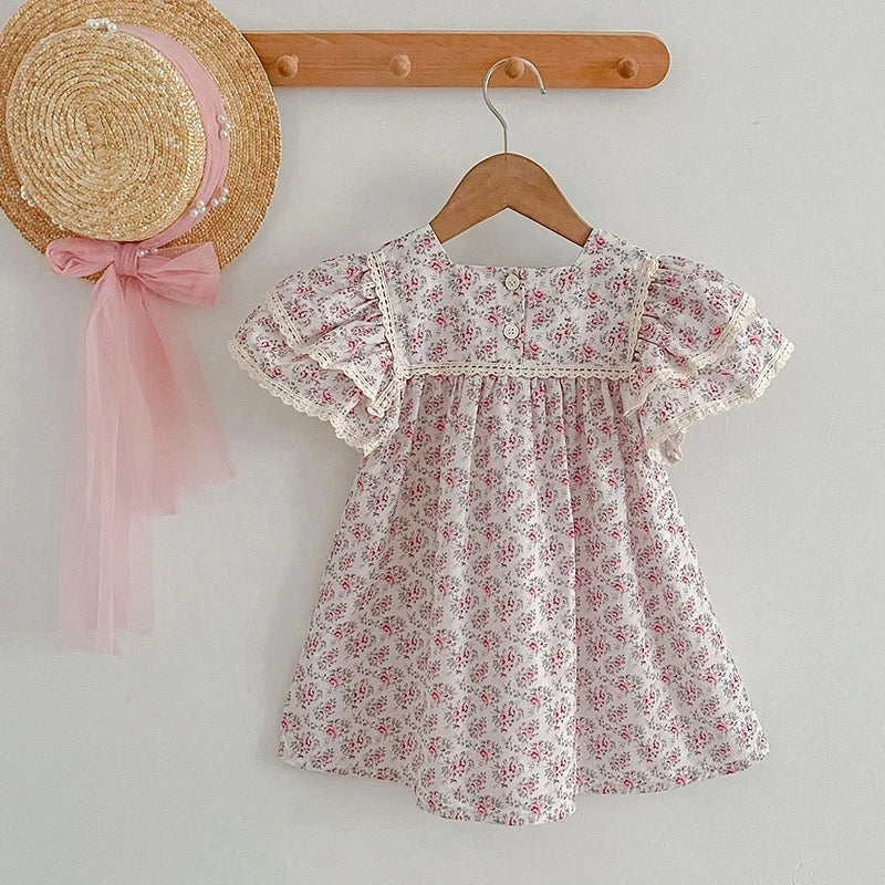 Robe imprimée à manches courtes pour fille