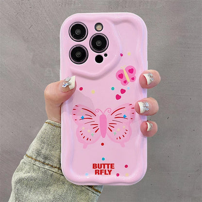 Pink Butterfly Holder Case for iPhone - Stand & Silicone Cover