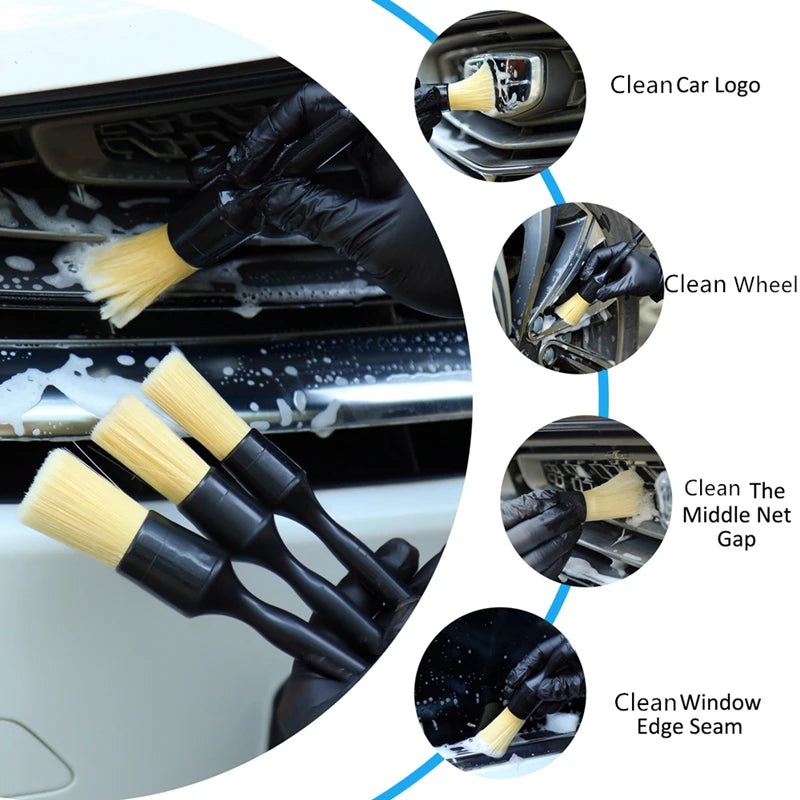 Boar Hair Bristle Brush for Car Exterior and Interior Cleaning