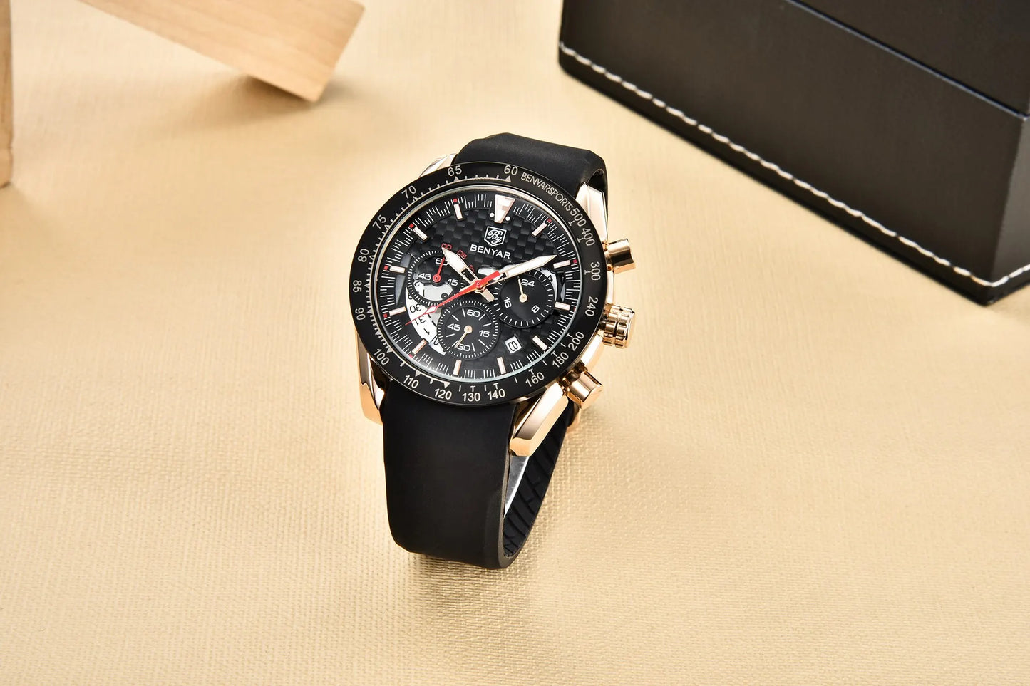 Montre de luxe Chrono en cuir pour hommes