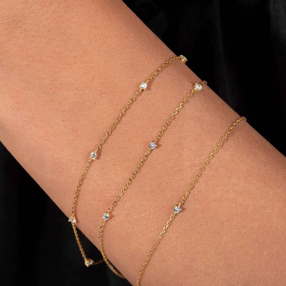 Gold CZ Zircon Charm Bracelet