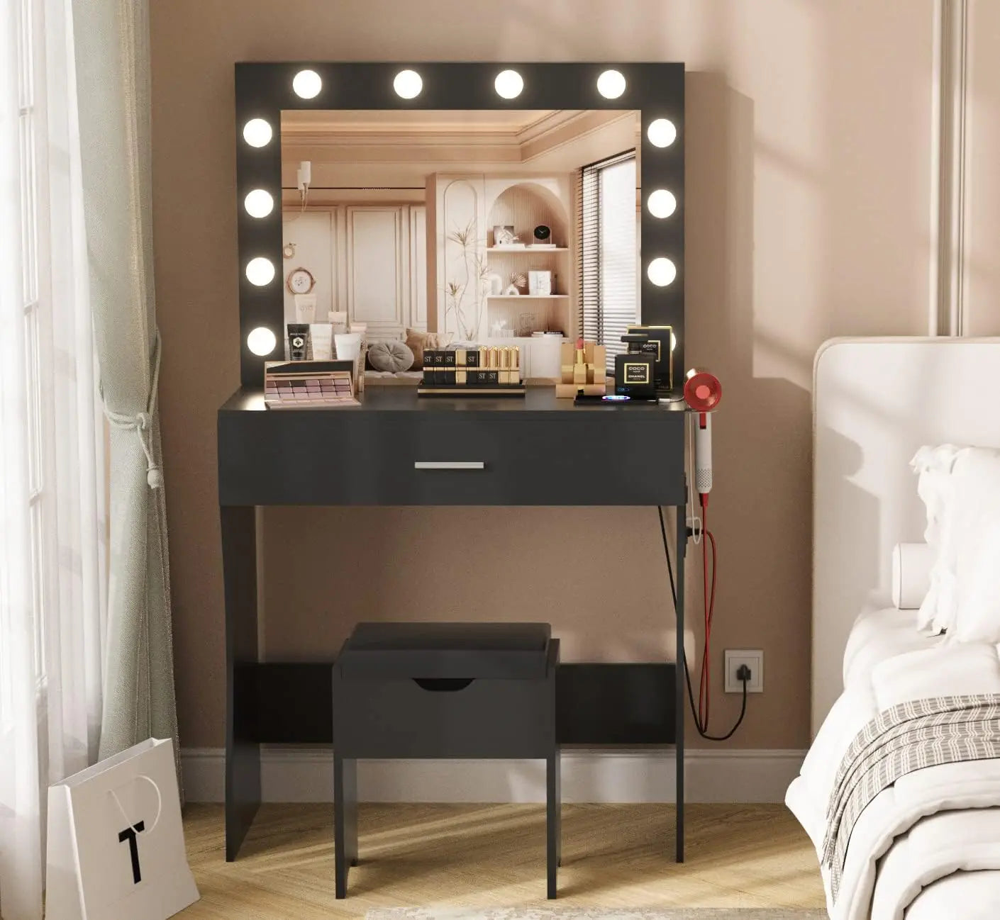 Ember Interiors Modern White Painted Vanity Table