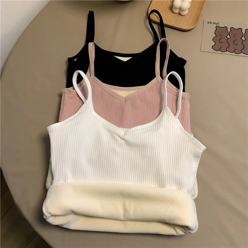 Women's Slim Velvet Corset Tank Top - Warm