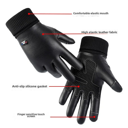 Waterproof PU Leather Winter Gloves - Flip-Finger