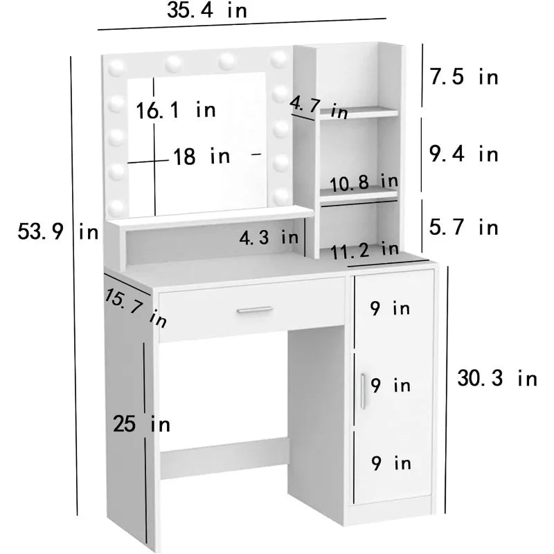 White Vanity Set with Lighted Mirror