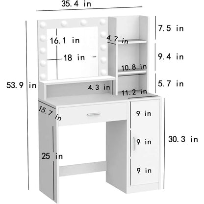 White Vanity Set with Lighted Mirror