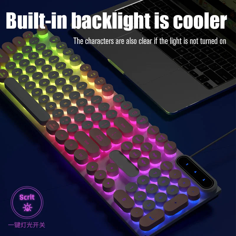 Punk Color Block Gaming Keyboard with Robotic Feel