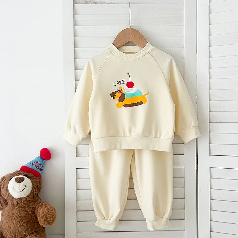 Baby-Unisex-Mode-Cartoon-Buchstaben-Kleidungssets