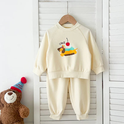 Baby-Unisex-Mode-Cartoon-Buchstaben-Kleidungssets