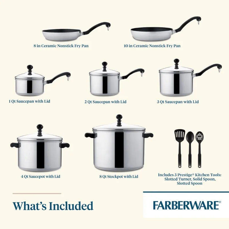 Classic Stainless Steel Cookware 15-Piece Set