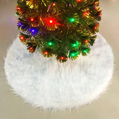 White Plush Christmas Tree Skirt Festive Base Decoration